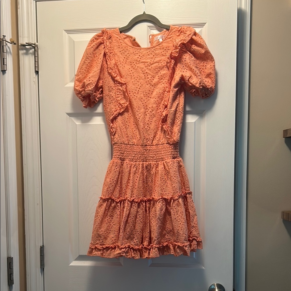 Krewe Du Q Orange Eyelet Mini Dress